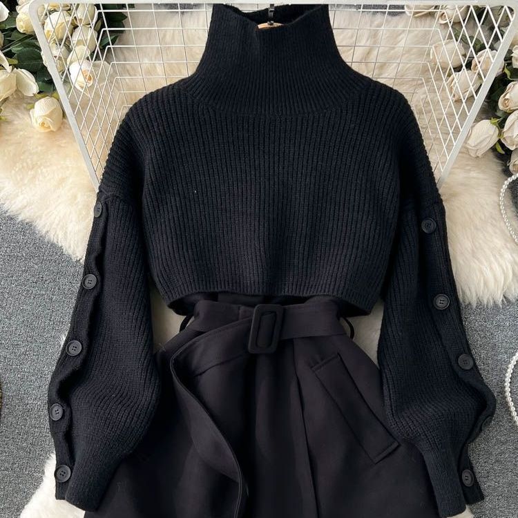 Korean Style Fashion Short Sweater Vest Suit Skirt Two-piece Set