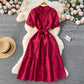 Women's Temperament Fashion Waist-slimming Hollow Bubble Short-sleeved Dress