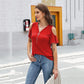 Solid Color Zipper Pleated Loose Casual Fashion V-neck Top For Women