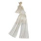 Twisted-strap Tube Top With High-waisted Pleated Wide-leg Pants