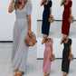 New Round Neck Short Sleeve Long Jumpsuit