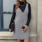 Robe pied-de-poule tendance sans manches pour femme