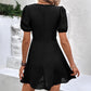 European And American Color-Block Doll Collar Puff-Sleeve Dress