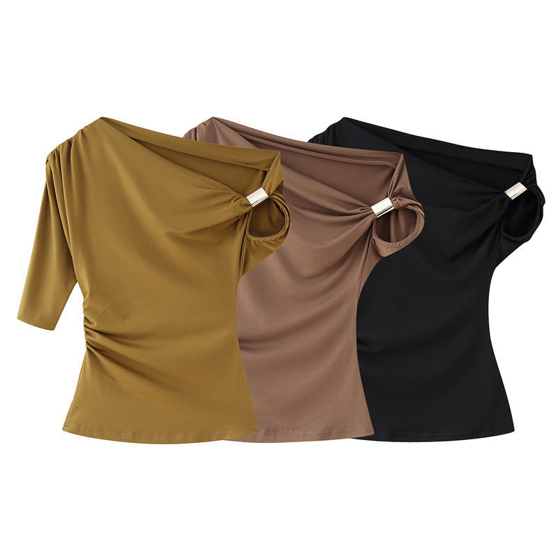 Women's Fashion Shoulder-baring Asymmetric Top