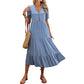 Robe mi-longue à col montant et coupe trapèze pour femme