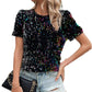 Women's Fashion Personalized Sequined Round Neck T-shirt