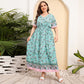 Loose V-neck High Waist Dress