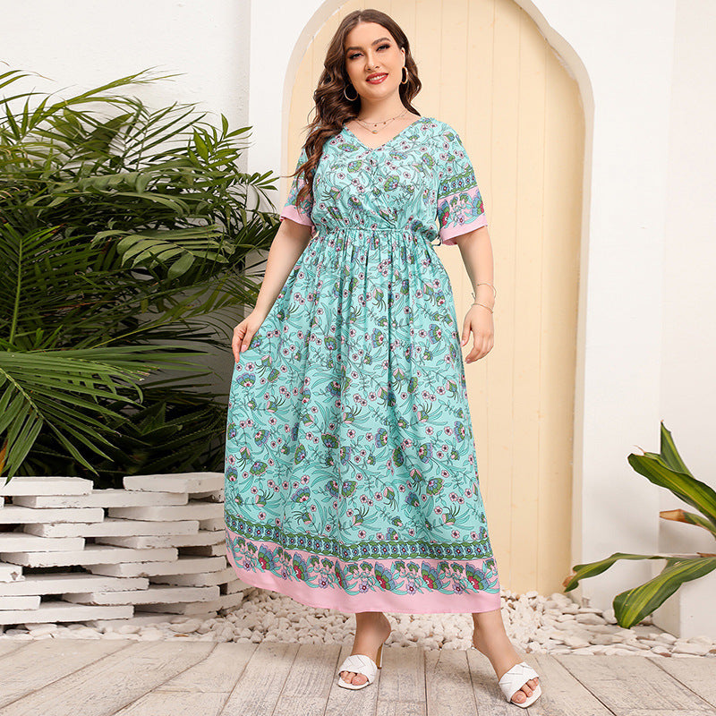 Loose V-neck High Waist Dress
