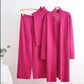 Elastic Waist Wide Leg Pants Knit Three Piece Set