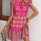 Robe imprimée sans manches, mode estivale, col en V, lacets, droite, vêtements pour femmes