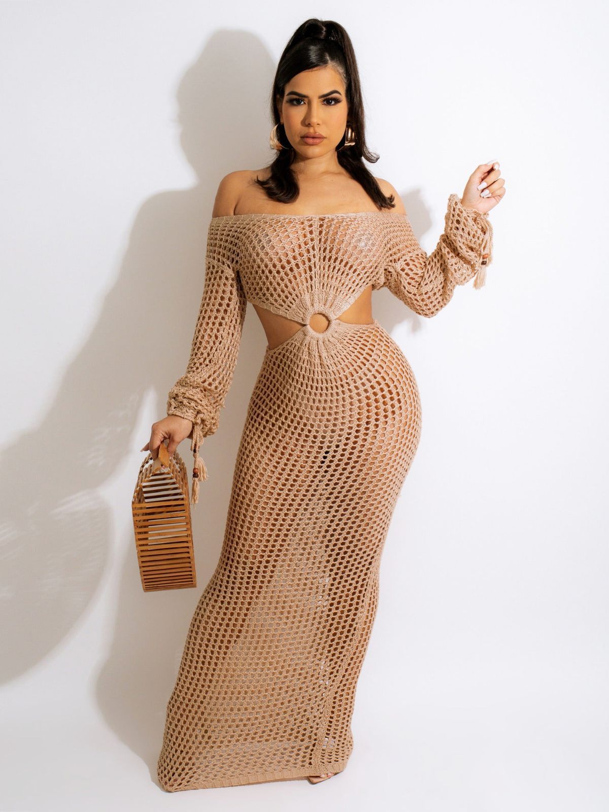 Robe en tricot découpée pour femme, chemisier de plage d'été