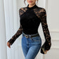 Retro-style And Elegant Half-high-neck Lace Bodysuit