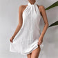 Women's Hanging Neck Pleated Drape Cross Dress
