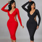 Hollow Out V-neck Dress Women