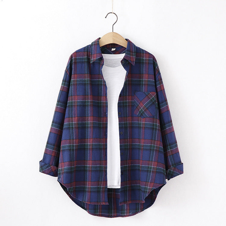 Chemisier à carreaux pour femme, nouvelle marque, ample, grande taille, manches longues, en flanelle de coton, décontracté, hauts