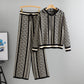 Temperament Hooded Sweater Younger Pullover Wide Leg Pants Knitting Suit