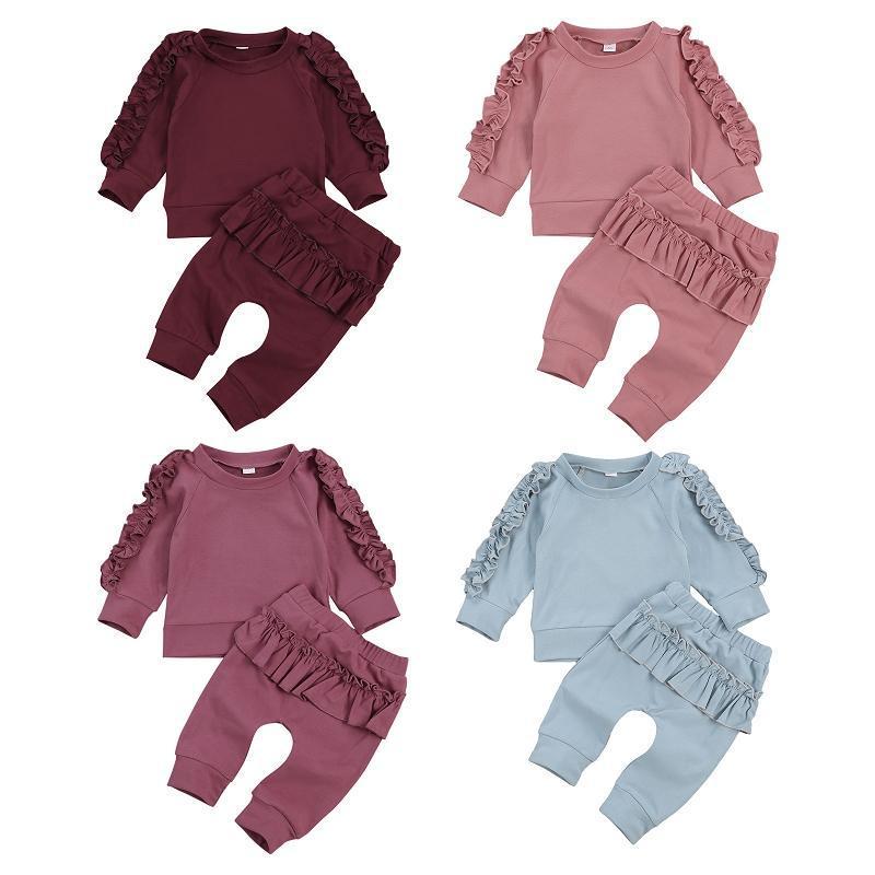 Costume enfant simple à manches longues et couleur unie avec bordure en feuille