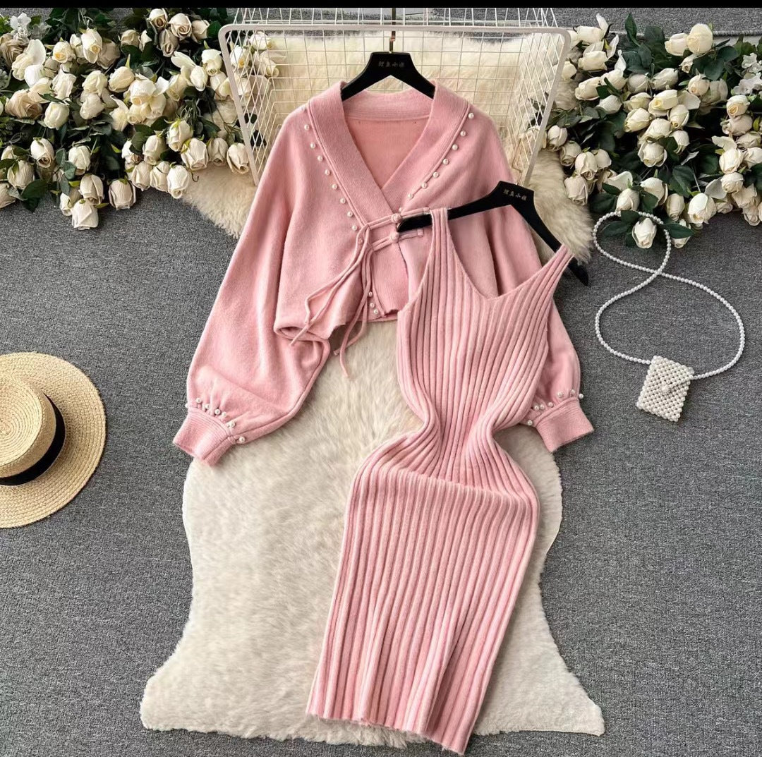 Women's Two-Piece Set V-Neck Slip Dress
