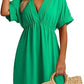 Chemisier de maillot de bain pour femme, robe à manches courtes et col en V ajouré