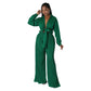 Chemisier plissé et pantalon à lacets à manches longues et col en V pour femme, best-seller de l'automne, vente en gros
