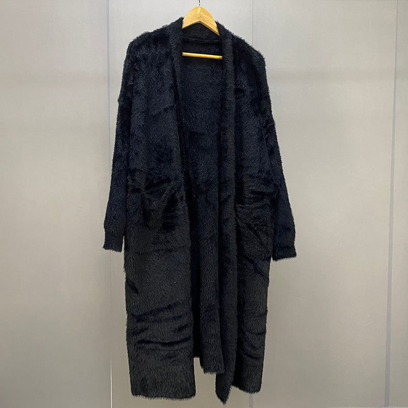 Women's Super Long Temperament Thick Knitted Cardigan Jacket