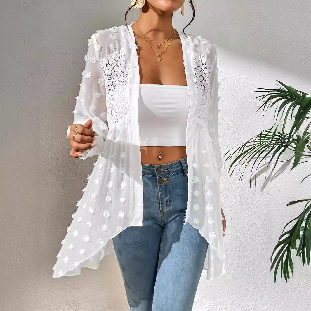 Polka Dot Open Front Coat