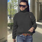 Loose Cable-knit Solid Color Turtleneck Sweater For Women