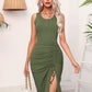 Drawstring Wrap Short Sheath Dress Women