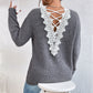 Pull col V pour femme, vêtement d'hiver style streetwear, style années 2000, style bandage, en cachemire, de haute qualité, tendance