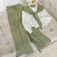Contrasting Shawl Loose Knit Sweater Drawstring Trousers Two-piece Suit