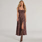 European And American Spring And Summer Floral Backless Slim Fit Sleeveless Split Dress
