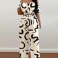Women's Printed Off-shoulder Fitted Waist