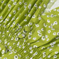Fashion V-neck Puff Sleeve Green Tie-waist Dress For Women