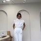 Shoulder Slimming Waist-slimming Belt Decoration Blouse And Pants