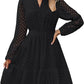 V-neck Hollow Eyelet Embroidered Cotton Long Sleeve Dress