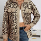 Fashion Leopard Print Corduroy Button Long Sleeve Coat For Women