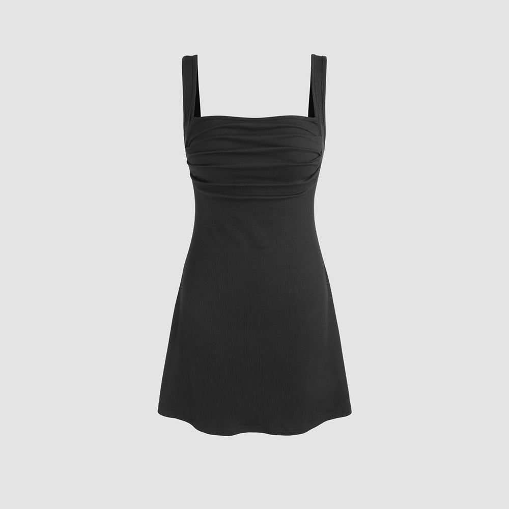 Ins European And American Design Sense Backless Waist Trimming Slimming A Swing Skirt