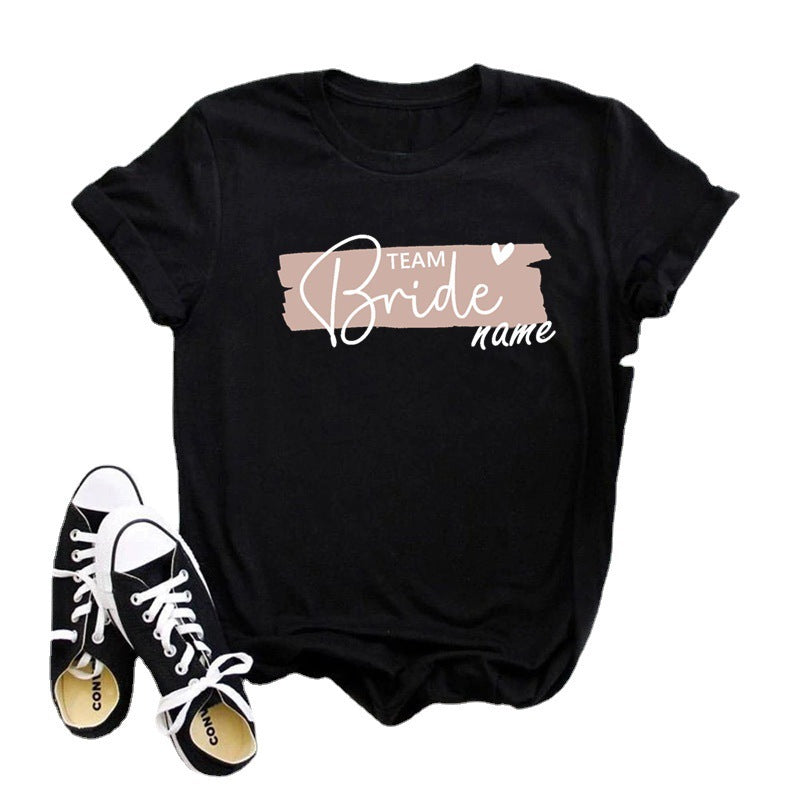 T-shirt imprimé à manches courtes pour femme, idéal pour un enterrement de vie de jeune fille avant le mariage