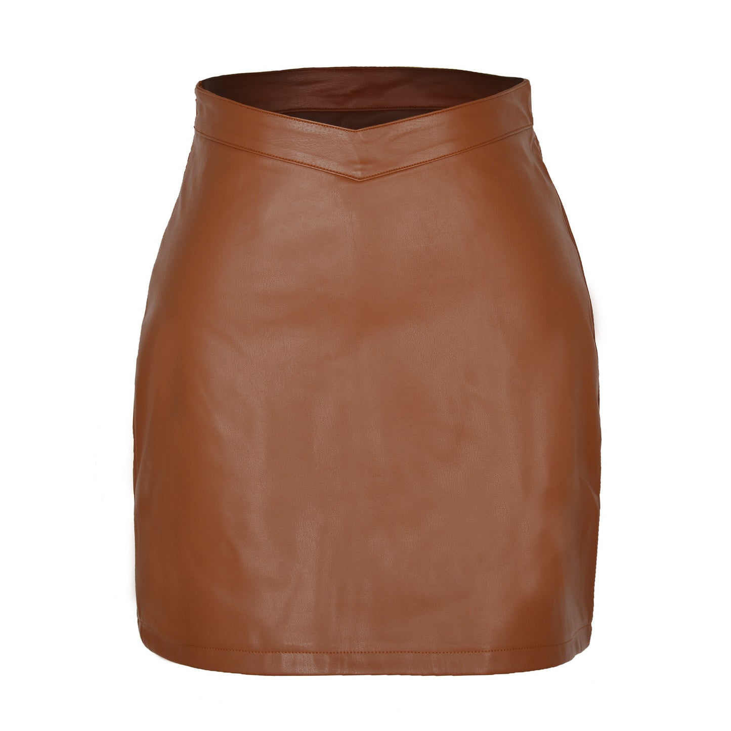 Jupe en cuir PU pour femme, taille en V, nombril exposé