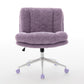 W26.4 Inch Wider Seat Office Chair,Artificial Rabbit Hair Home Office Chair With Metal Base,Adjustable Desk Chair Swivel Office Chair,Vanity Chair  Violet