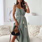 Women's Solid Color Striped Sleeveless Cotton Dress