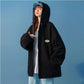 Unisex Color Matching Plaid Loose Long-sleeved Hooded Loose Double-sided Coat