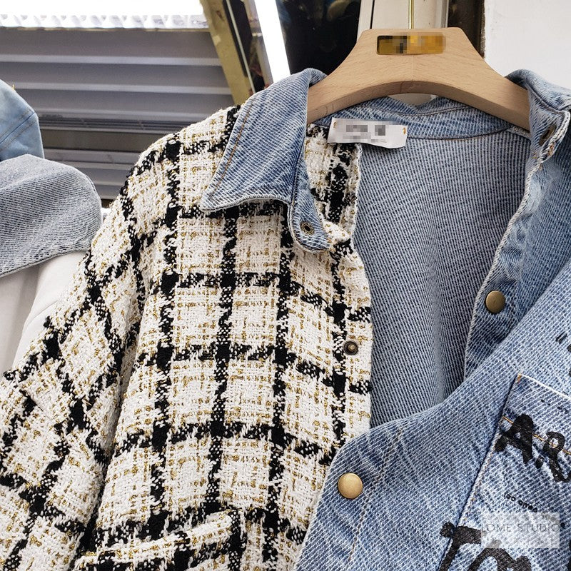 Design Sense Denim Jacket Female Hong Kong Flavor Retro Loose Casual Small Fragrance Top