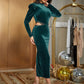 Robe en velours ajourée à manches longues et bulles