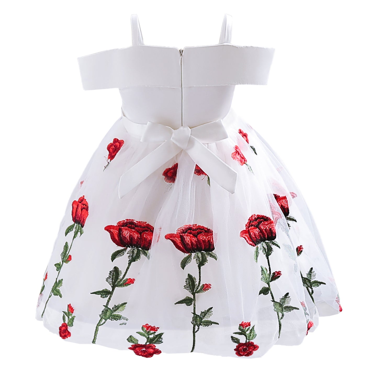 Girls Fashion Rose Embroidered Tulle Skirt