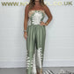 Fashion Printed Pleating Chest-wrapped Loose Jumpsuit