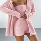 Brushed Striped Women's Pajama Three-piece Set