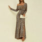 New Square Neck Leopard Print Elegant Slim-fit Dress
