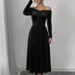 Womens Stylish Figure-hugging Velvet Long-sleeve Dress