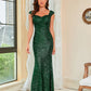 Green Suspenders Mid Waist Party Evening Dress